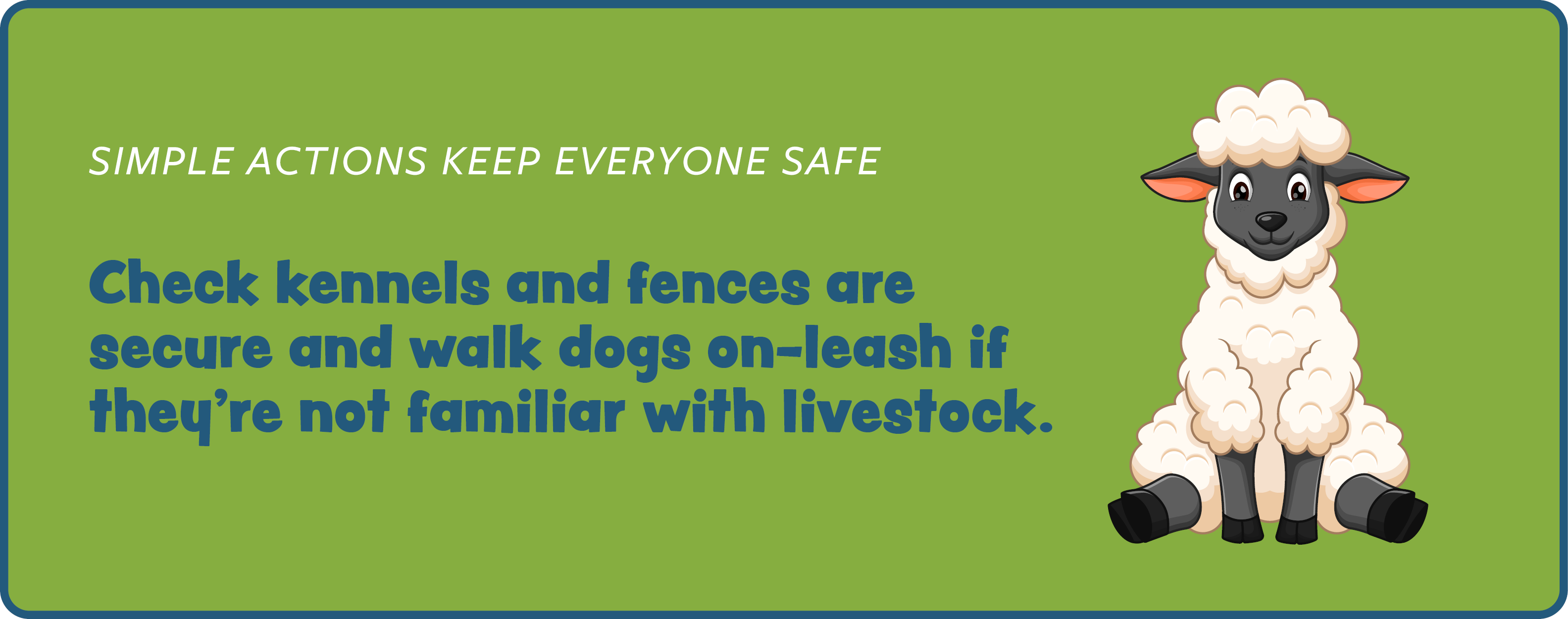 Illustration accompanying a lambing season reminder to secure kennels and fences and keep unfamiliar dogs on a leash around livestock.